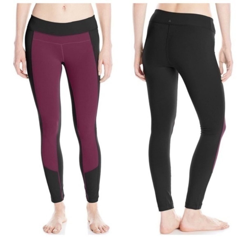 PrAna Gabi Legging Purple Plum Black Color Block Full Length Leggings Women’s XS